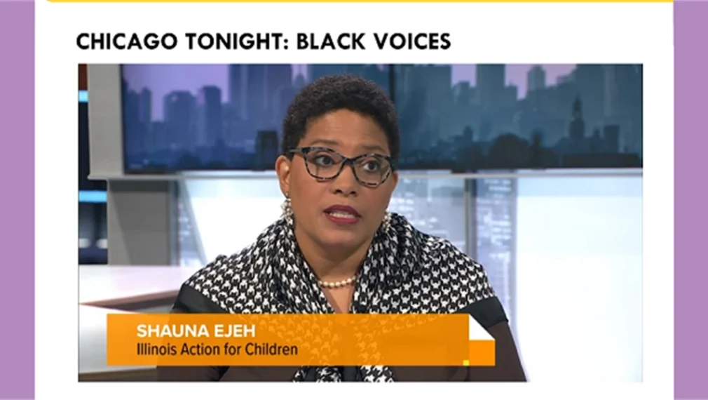 Still image of SVPP Shauna Ejeh appearing on WTTW.